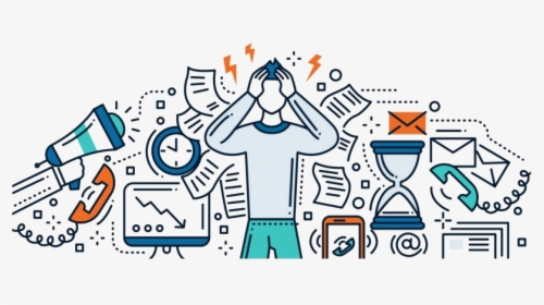 a man is holding his head in his hands in front of a bunch of icons